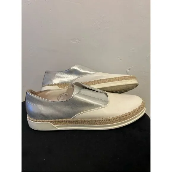 Tod's Gomma Rafia TV Francesina Pelle Two Tone Slip On Flats Women's 9 (39.5) - Picture 8 of 10